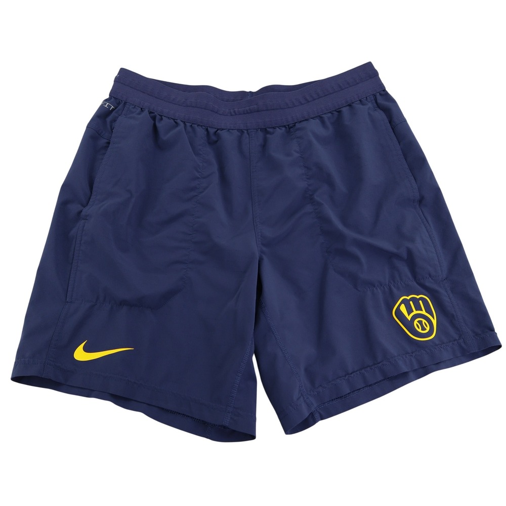 Nike Milwaukee Brewers Dri-FIT Authentic Collection Navy Shorts Mens Medium